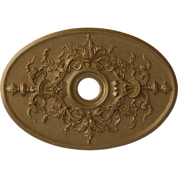 Ekena Millwork Alexa Ceiling Medallion (Canopies up to 5 5/8"), 30 3/4"W x 21 1/4"H x 3 7/8"ID x 1 5/8"P, Pale Gold CM21X30ALPAS - main